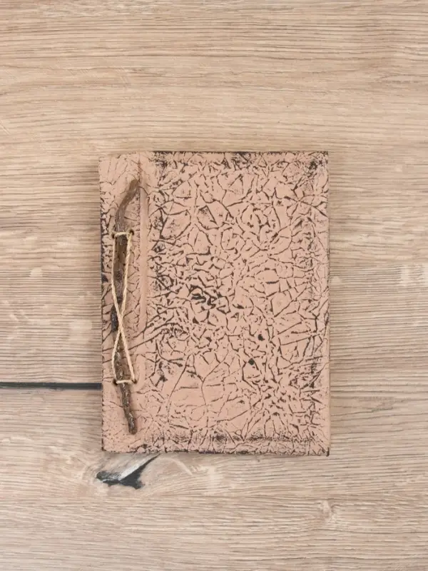 Блокнотик плетеный, 48 листов, 14х18х2 см, цв. бежево-чёрный