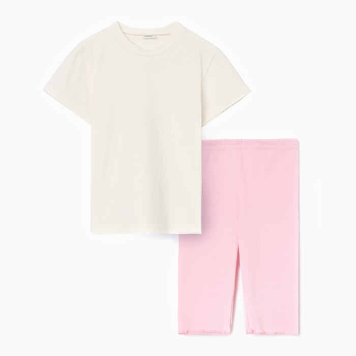 Комплект для девочки (футболка и велосипедки) MINAKU, цвет розовый, рост 122 см