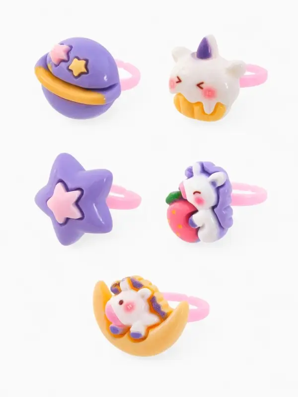 Кольцо &laquo;Выбражулька&raquo; единороги с космосе, форма МИКС, цветное, безразмерное