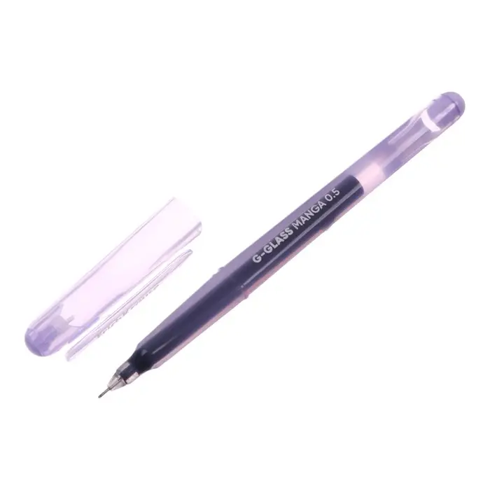Ручка гелевая ErichKrause "G-Glass Stick Manga" черная, игольчатый узел 0.5 мм, увеличенный запас чернил, микс