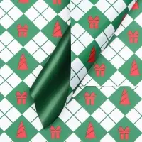 Пленка упаковочная для цветов, &laquo;Новогодний калейдоскоп&raquo;, зелёная 56 см&times;56 см