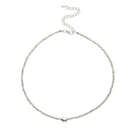 Чокер &laquo;Сердце&raquo; бусина №4, цвет серый в серебре, 35 см