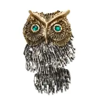 Брошь "Сова" крупная, подвижная, цветная