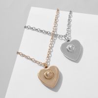 Кулоны &laquo;Неразлучники&raquo; сердца, цвет серебристо-золотой, 45 см