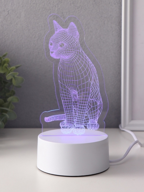 Светильник "Кошка" LED RGB от сети RISALUX 9,5х8,2х17 см