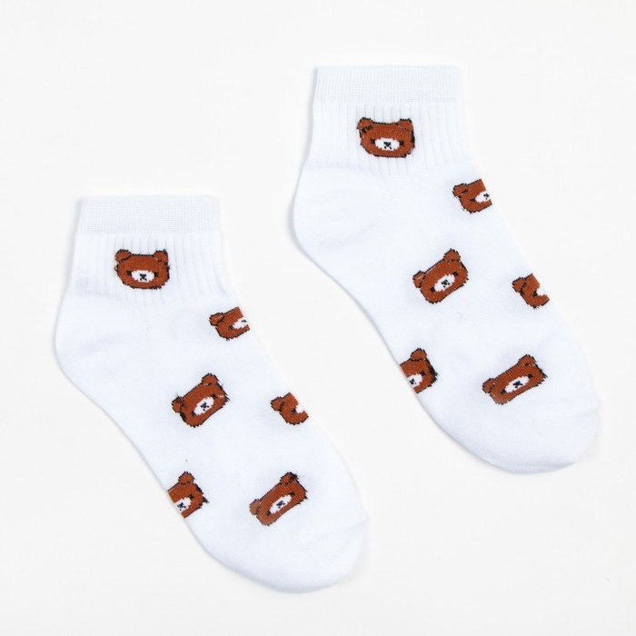Носки женские &laquo;Мишка&raquo; цвет белый, размер 23-25