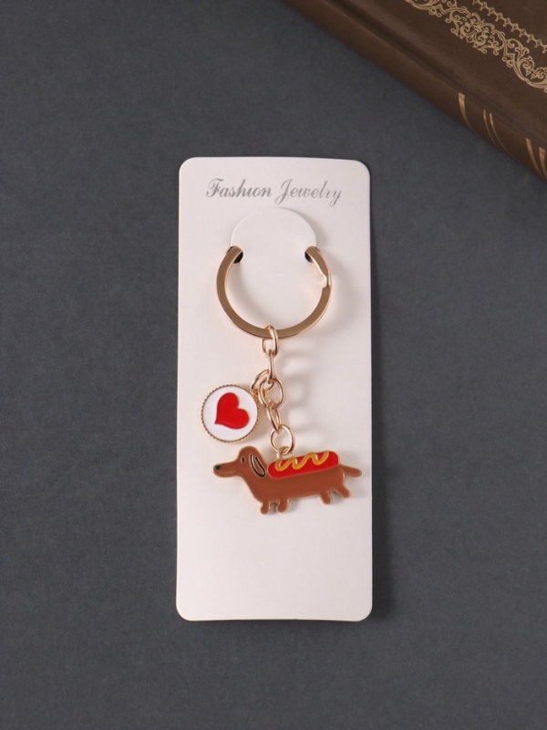 Брелок металл, эмаль "Собачка и сердце" 9 см