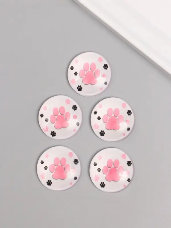 Кабошон стекло для творчества "Круг. Следы кошки" 3х3 см