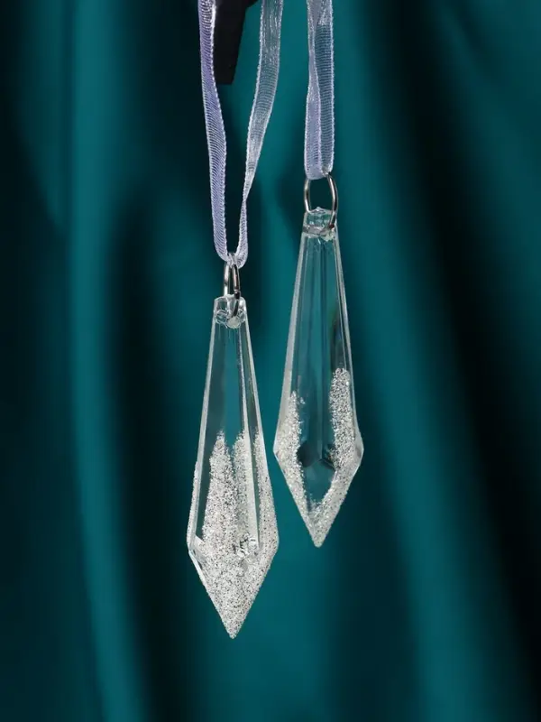 Украшение ёлочное "Льдинка" (набор 2 шт) сосулька грани, 6,5х1 см, прозрачный