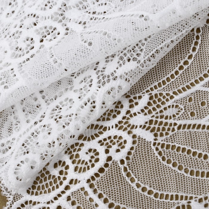 Кружевная эластичная ткань, 185 мм × 2,7 ± 0,5 м, цвет белый Кружевная эластичная ткань, 185 мм × 2,7 ± 0,5 м, цвет белый