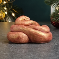 Новый год. Символ 2025. Фигура "Змея Лея" бордовый с позолотой, 4х6,5х7,5см