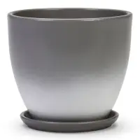 Горшок цветочный с поддоном 1,4 л, d15/h13 см серый керамика, "Туман" (М)