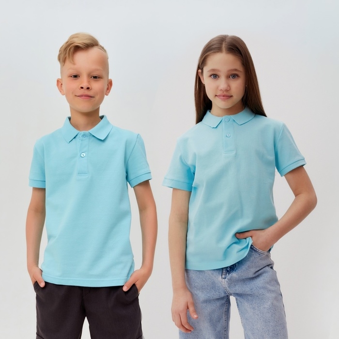 Футболка детская поло MINAKU: Basic line цвет голубой, рост 116