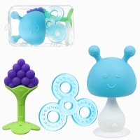 Набор прорезывателей силиконовых &laquo;Мой Зайка&raquo;, с погремушкой, 3 шт., на присоске, в кейсе, Крошка Я