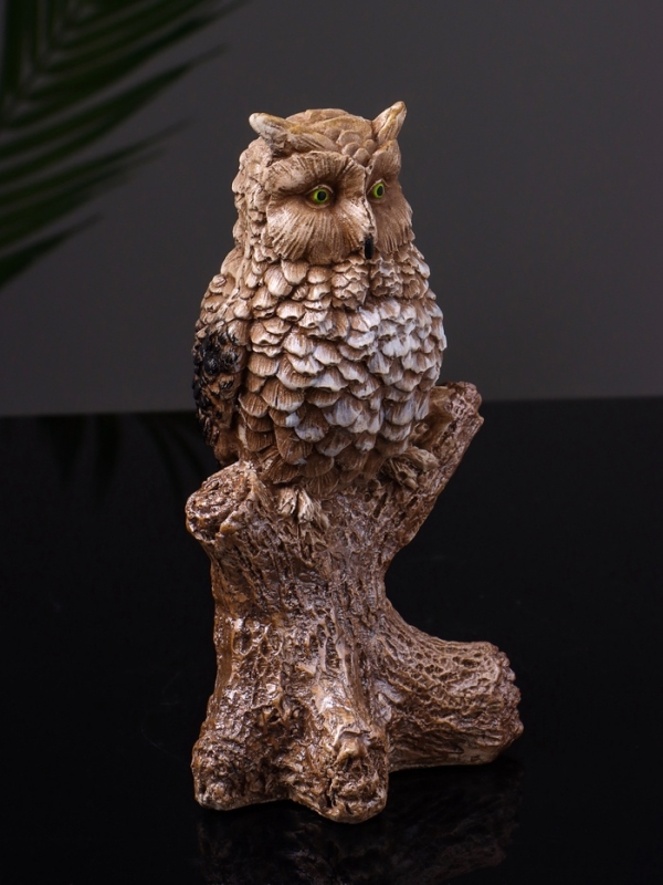 Статуэтка "Филин на ветке" 14 см, цвет коричневый