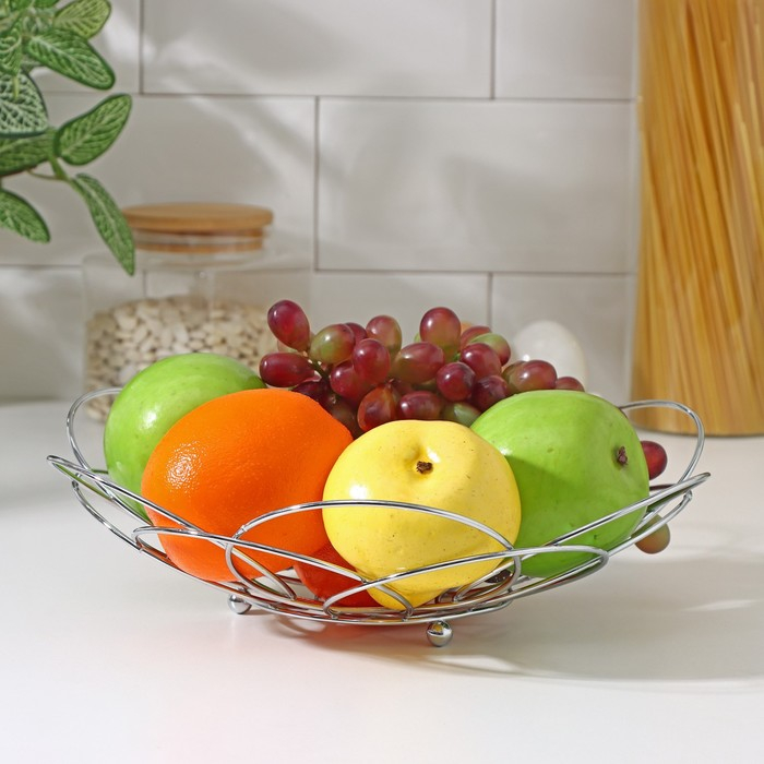 Фруктовница Доляна, 28,5&times;28,5&times;8,5 см, цвет хром