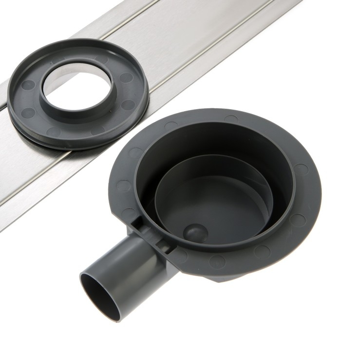 Трап ZEIN engr, c флaнцeм свободного вращ 360&deg;, 7&times;80 см, d=40/50 мм, нерж сталь, сатин