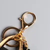 Брелок кожзам с карабином, с кистью "Сумка тоут" чёрная 6,5х3х7 см