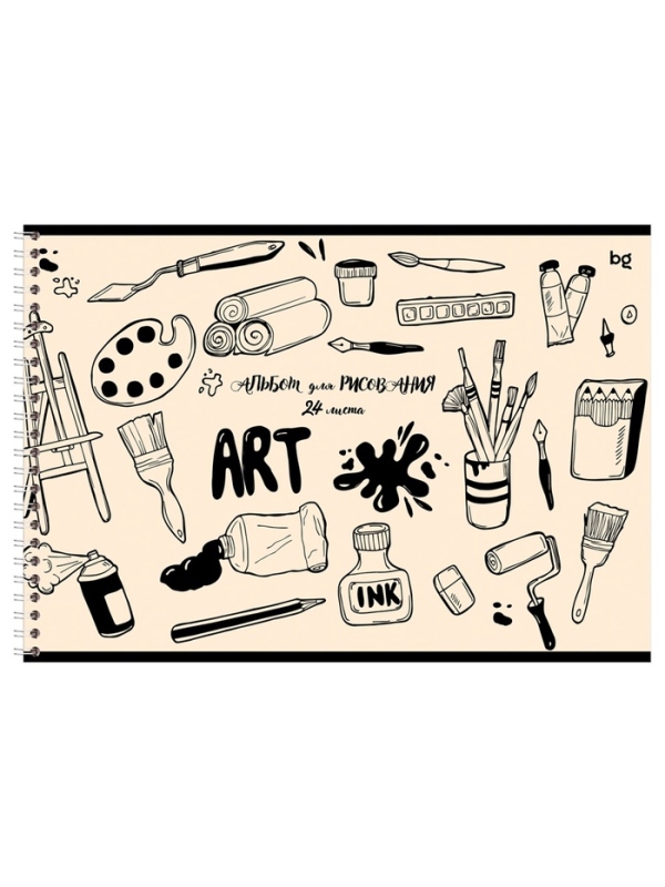 Альбом для рисования А4, 24 листа на гребне, Mono-art, блок офсет 100 г/м&sup2;, МИКС