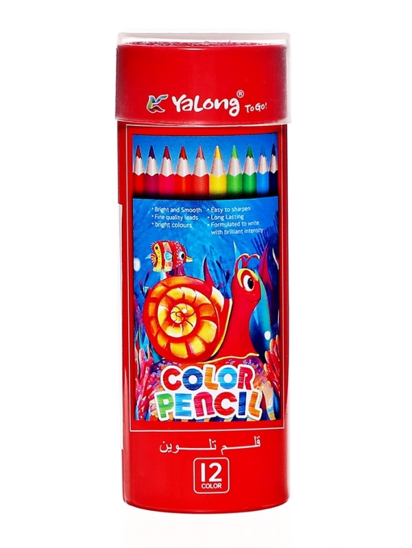 Карандаши 12 цветов МИНИ в металл тубусе, трехгранные , деревянные, Морские обитатели