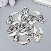 Металлический элемент, декоративная подвеска &laquo;Арт Узор. Клык дракона&raquo;, серебро, 2.9&times;1.3 см