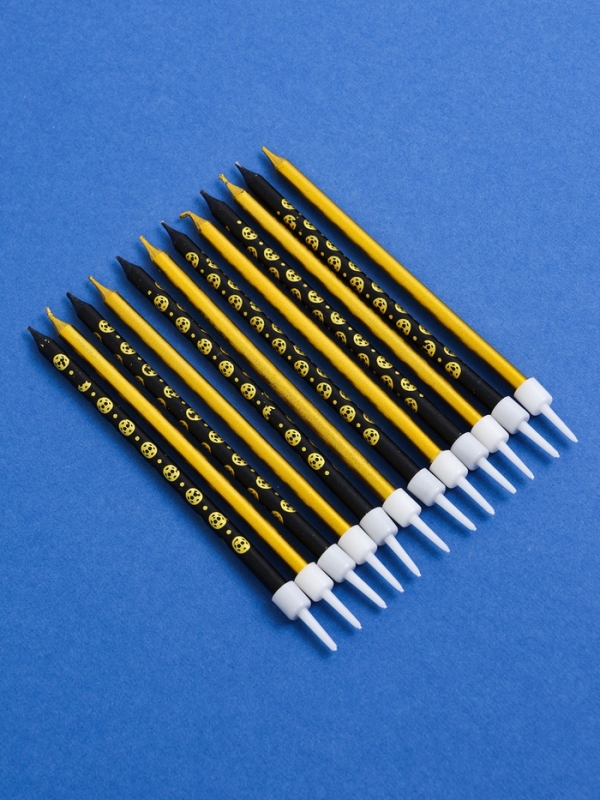 Набор свечей для торта "Дискотека", 12 шт, золотой и черный