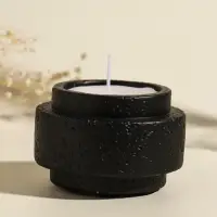 Свеча в вулканическом подсвечнике "Цилиндры" чёрная 8,1х8,1х5,4 см