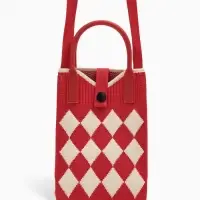 Сумка подр Ромбы, 12*4*17, отд на кнопке, дл ремень, красный