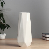 Керамическая ваза декоративная настольная &laquo;Герберт&raquo;, для цветов, сухоцветов, d-7 см, 24&times;10 см, белый
