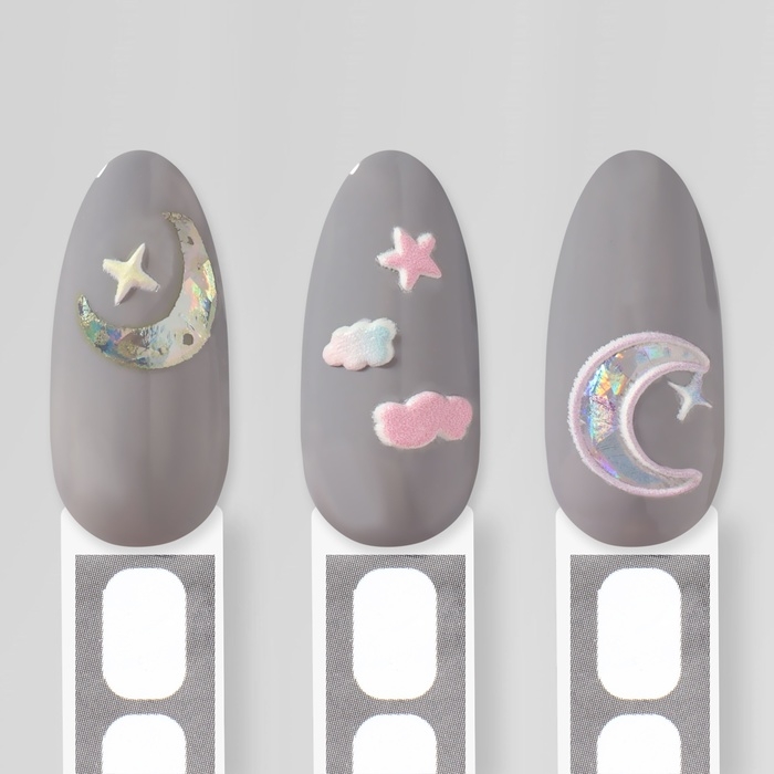 Наклейки для ногтей &laquo;Луна и звёзды&raquo;, объёмные, разноцветные/голографические