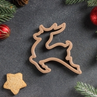 Форма для печенья «Олень», вырубка, штамп, 10×10 см, цвет коричневый Форма для печенья «Олень», вырубка, штамп, 10×10 см, цвет коричневый