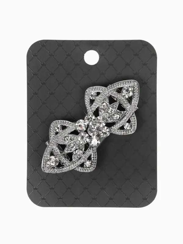 Зажим для кардигана "Ажур", лепестки, цвет белый в серебре