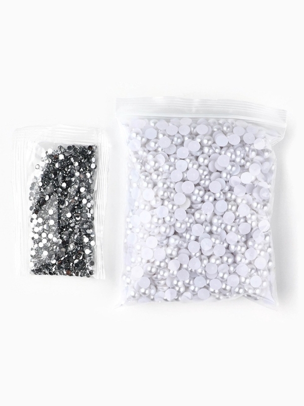 Алмазная мозаика на фигурке с полным заполнением &laquo;Жемчужный мишка стразами&raquo;, белый