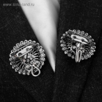 Зажим для кардигана &laquo;Конус цветок&raquo;, цвет серый в чернёном серебре