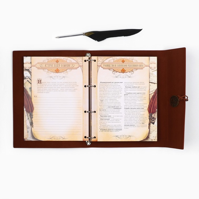 Родословная книга &laquo;Наш род&raquo;, с пером, 56 листов, коричневый, 35 х 25 см