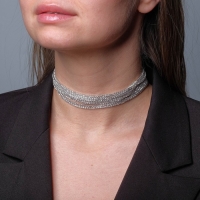Чокер &laquo;Лёд&raquo; аристократичный, цвет белый в серебре, 30 см