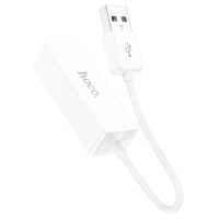 Адаптер Hoco UA22, USB-A - ethernet (100 Mб), 15 см, белый