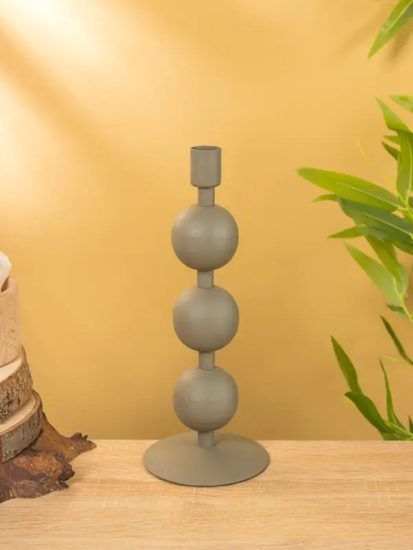 Подсвечник на 1 свечу текстурный "Графитовый" с 3 сферами 10х10х25 см