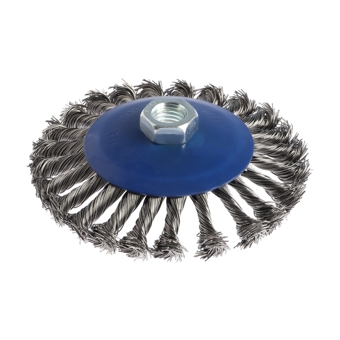 Щетка металлическая для УШМ ТУНДРА, крученая проволока, Щетка металлическая для УШМ ТУНДРА, крученая проволока, "тарелка", М14, 125 мм
