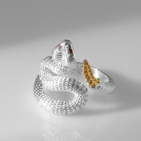 Новый год! Символ года 2025! Кольцо &laquo;Змея&raquo; шипение, цвет серебро, безразмреное