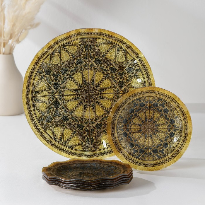Набор столовый &laquo;Вернисаж&raquo;, 7 предметов (30 см - 1 шт, 18 см - 6 шт), сине-золотой