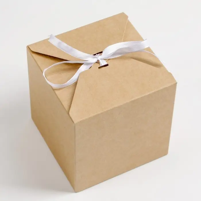 Коробка складная крафт, 10&times;10&times;10 см