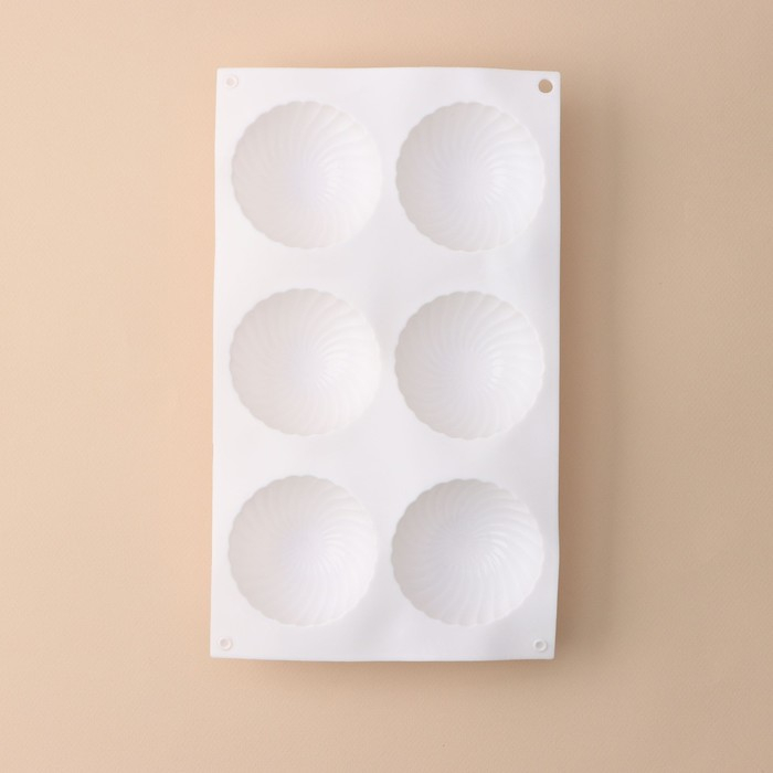 Форма для муссовых десертов и выпечки KONFINETTA &laquo;Купол&raquo;, силикон, 30&times;17,5&times;4 см, 6 ячеек (d=7,5 см), цвет белый