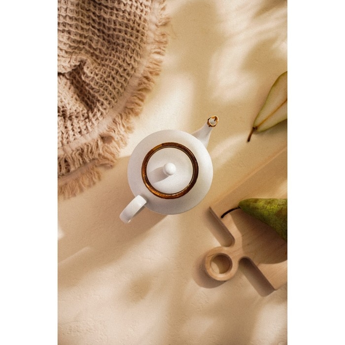 Чайник заварочный фарфоровый SL Home &laquo;Волна в камне&raquo;, 1 л, 22&times;13&times;15,5 см, цвет белый