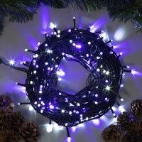 Гирлянда &laquo;Нить&raquo; 20 м, IP44, тёмная нить, 200 LED, свечение бело-синее, мигание, 220 В