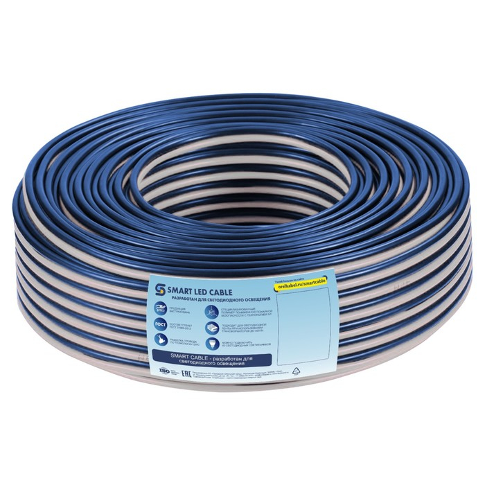 Кабель Кабель "Мастер Тока" SLC SWC (NT), сечение 2x0.75 мм2, 50 м, бело-синий