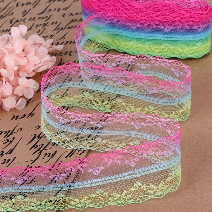 Кружево капроновое «Радуга светлая», 40 мм × 10 ± 1 м, цвет разноцветный №4 Кружево капроновое «Радуга светлая», 40 мм × 10 ± 1 м, цвет разноцветный №4