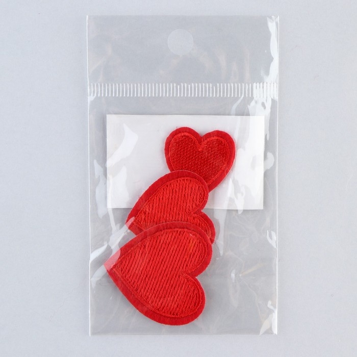 Термонаклейки на одежду &laquo;Сердца&raquo;, 3 шт.