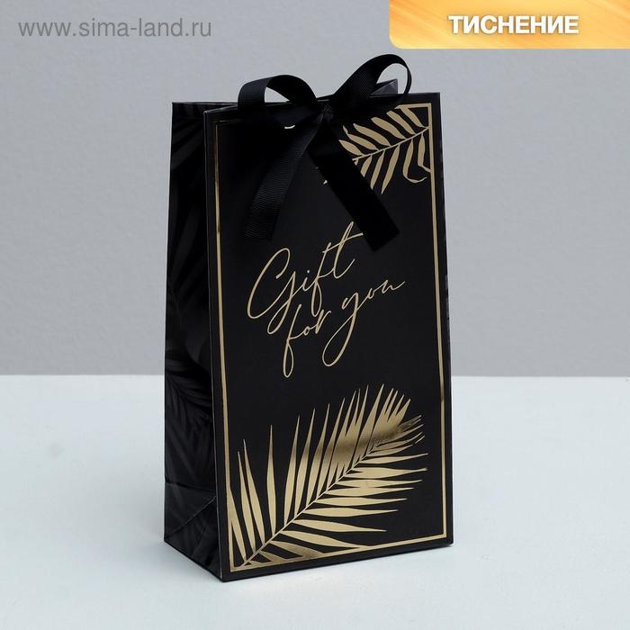 Пакет подарочный с лентой, упаковка, &laquo;Gift for you&raquo;, 13 х 23 х 7 см