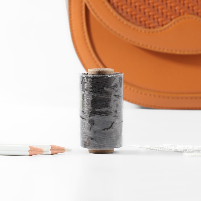 Нитки вощёные, плоские, 210D/16, 1 мм, 50 &plusmn; 2 м, цвет тёмно-серый